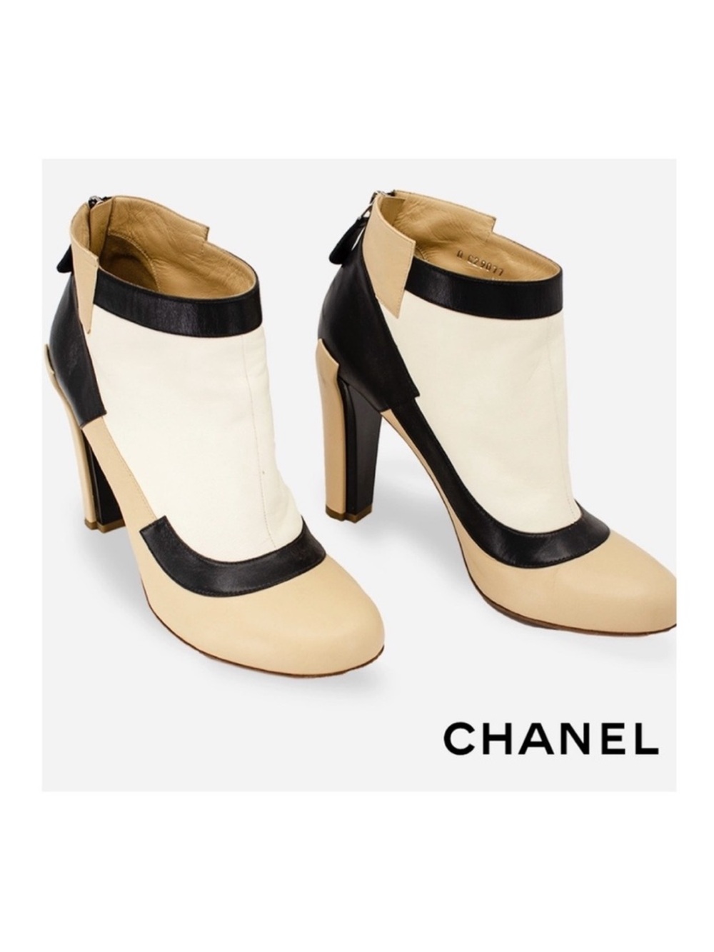 Chanel Booties Black and Cream High Heels with Modern Silhouette